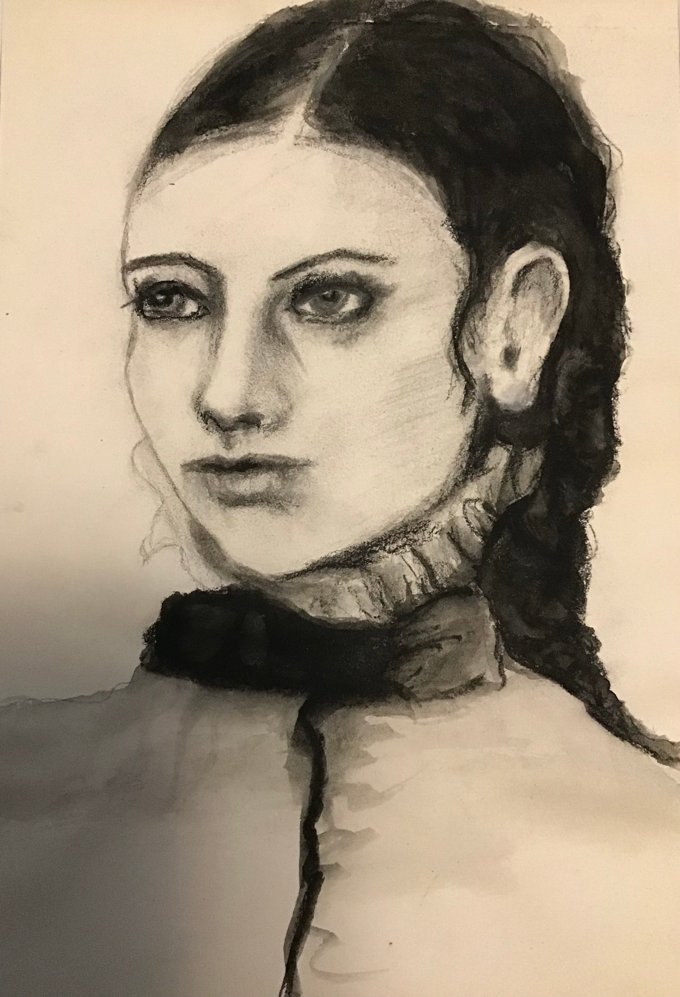 Charcoal Drawing Victorian Girl 9 x12 In Black Mat Julie Rodriguez Charcoal drawing victorian girl 9 x12 in black mat julie rodriguez